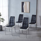 216 Set of 4 Leatherette Dining Chairs with Silver Metal Legs