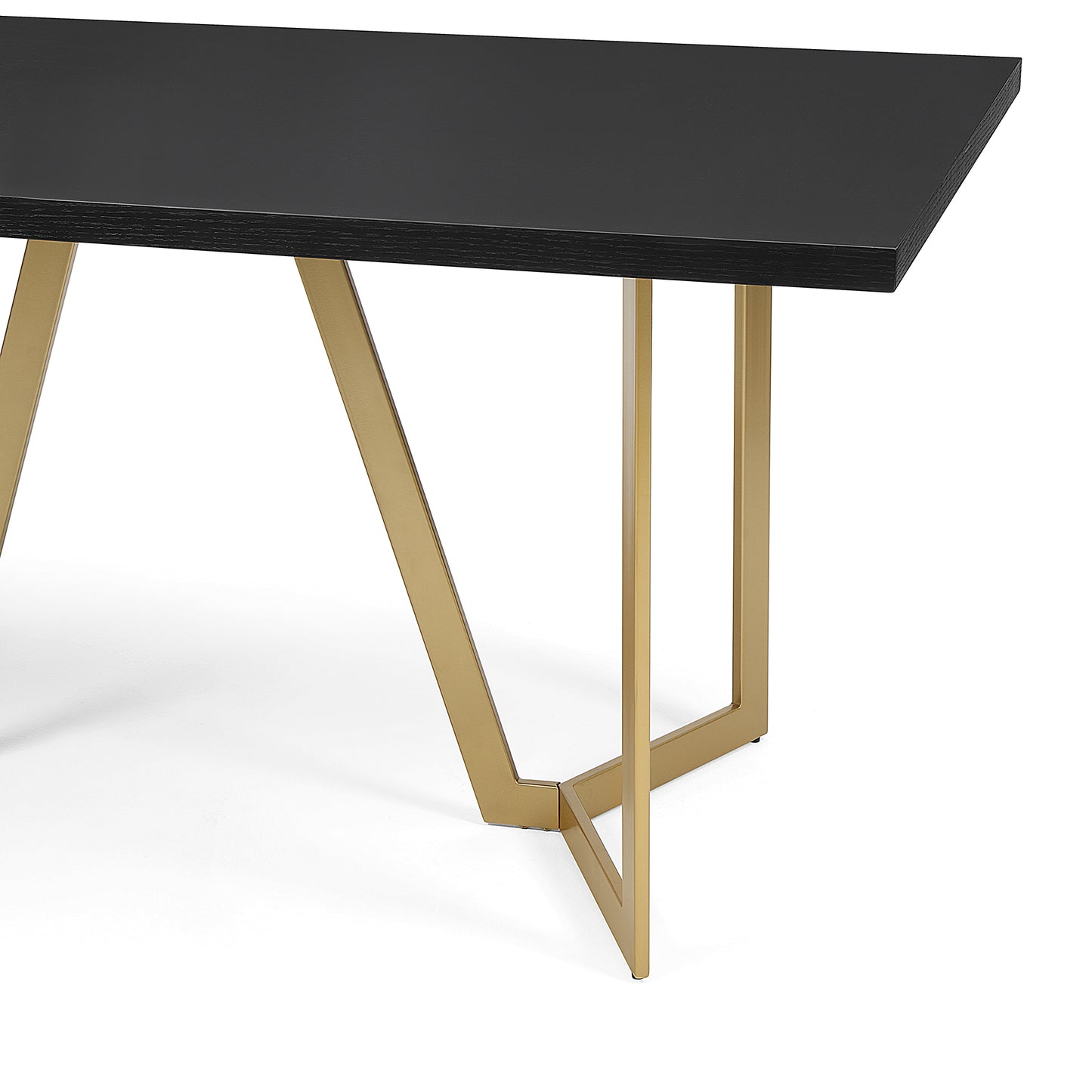 CT020 Modern Black Rectangular Coffee Table with Brushed Gold Base