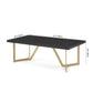 CT020 Modern Black Rectangular Coffee Table with Brushed Gold Base