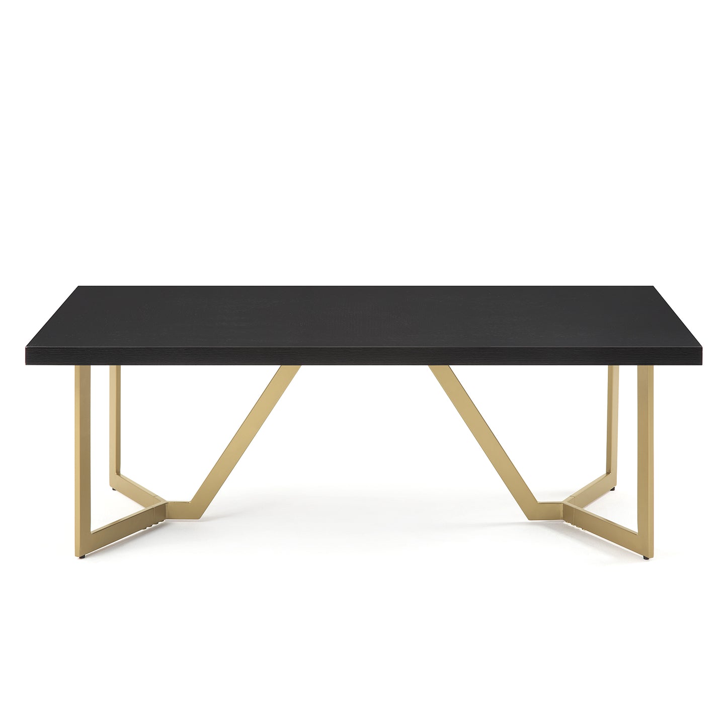 CT020 Modern Black Rectangular Coffee Table with Brushed Gold Base