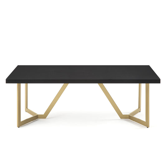 CT020 Modern Black Rectangular Coffee Table with Brushed Gold Base