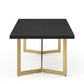 CT020 Modern Black Rectangular Coffee Table with Brushed Gold Base