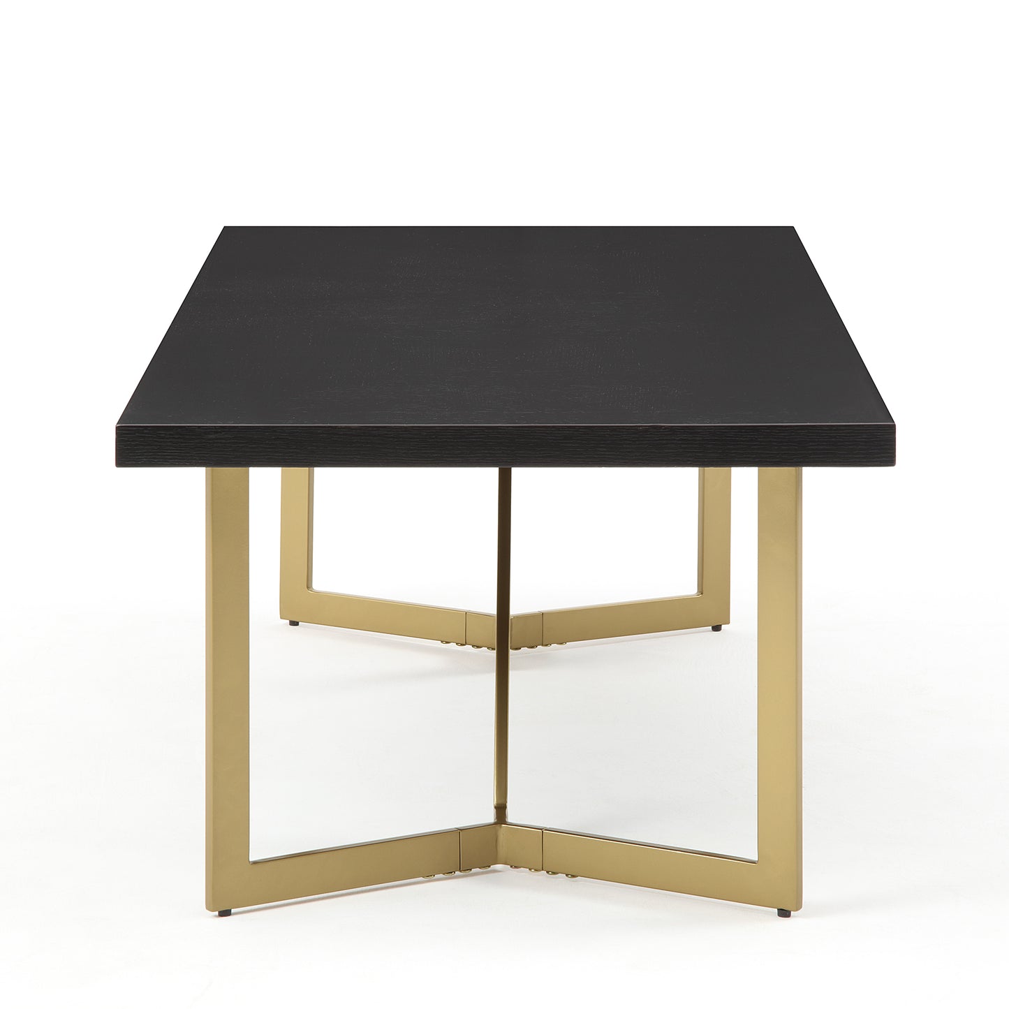 CT020 Modern Black Rectangular Coffee Table with Brushed Gold Base