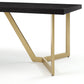 CT020 Modern Black Rectangular Coffee Table with Brushed Gold Base