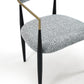 DC03 Set of 2 Fabric Dining Chairs with Brushed Gold & Black Base