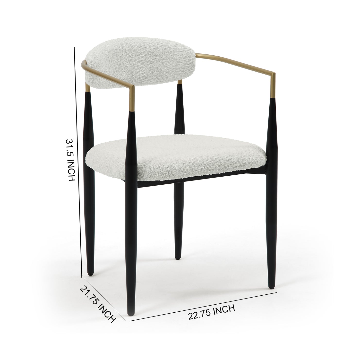 DC03 Set of 2 Fabric Dining Chairs with Brushed Gold & Black Base