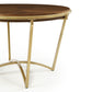 DT015 Round Dining Table with Brown Wood Top and Brushed Gold Metal Base