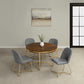 DT015 Round Dining Table with Brown Wood Top and Brushed Gold Metal Base