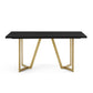 DT020 Black Rectangular Dining Table with Brushed Gold Base