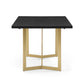 DT020 Black Rectangular Dining Table with Brushed Gold Base