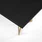 DT020 Black Rectangular Dining Table with Brushed Gold Base