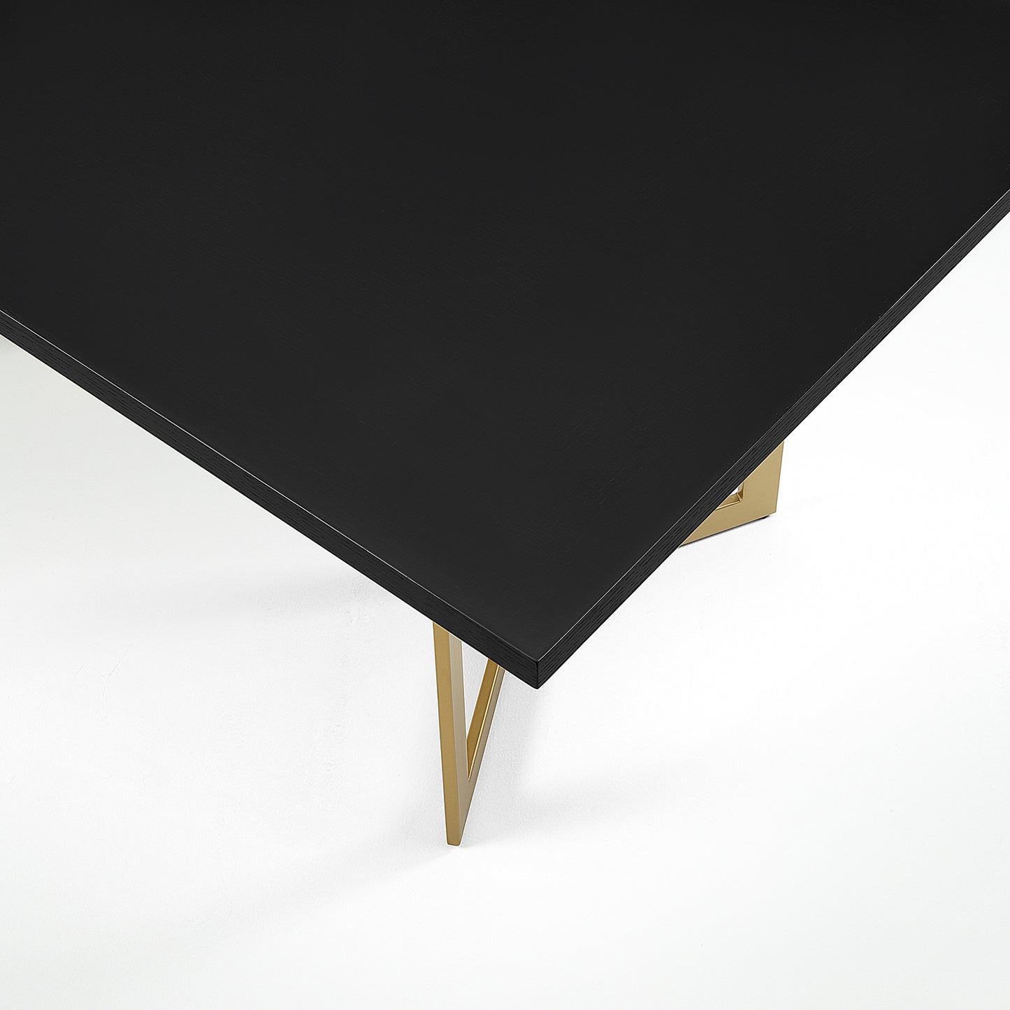 DT020 Black Rectangular Dining Table with Brushed Gold Base