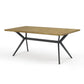 DT025 Elegant Brown Rectangular Dining Table with Black Metal Base