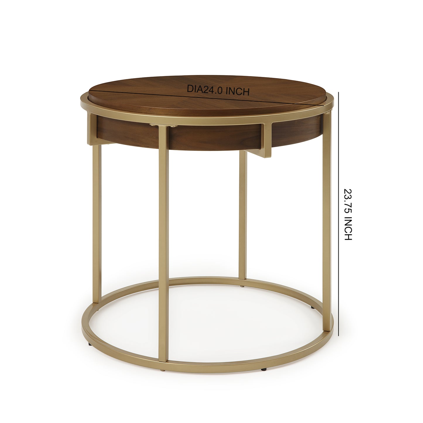 ET015 Brown Top End Table with Brushed Gold Base