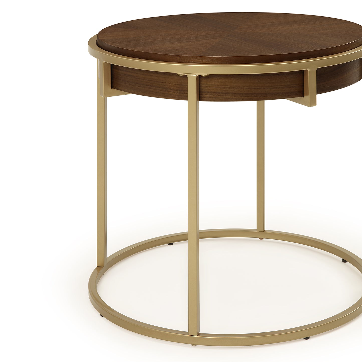 ET015 Brown Top End Table with Brushed Gold Base