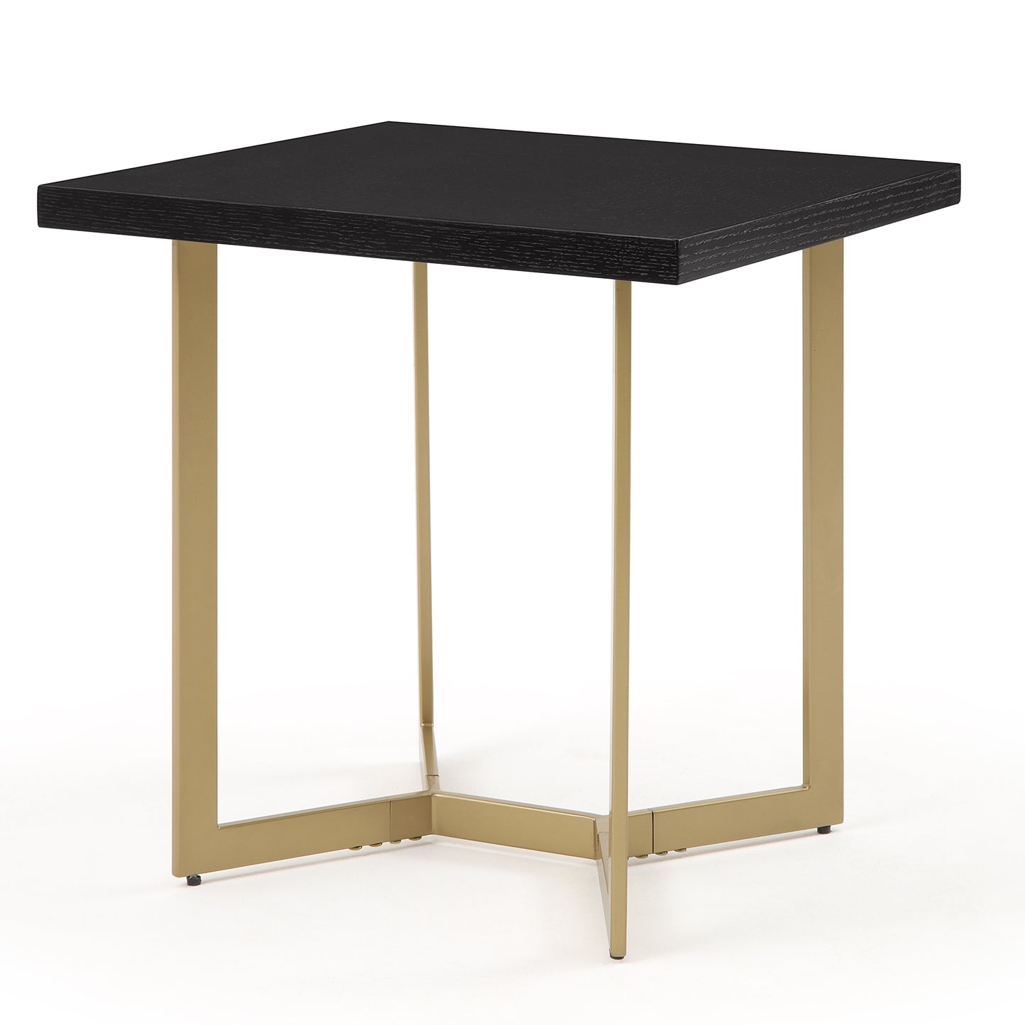 ET020 Black Rectangular End Table with Brushed Gold Base