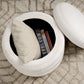 G05 Square Fabric Storage Ottoman with Foam Padding and Plastic Legs