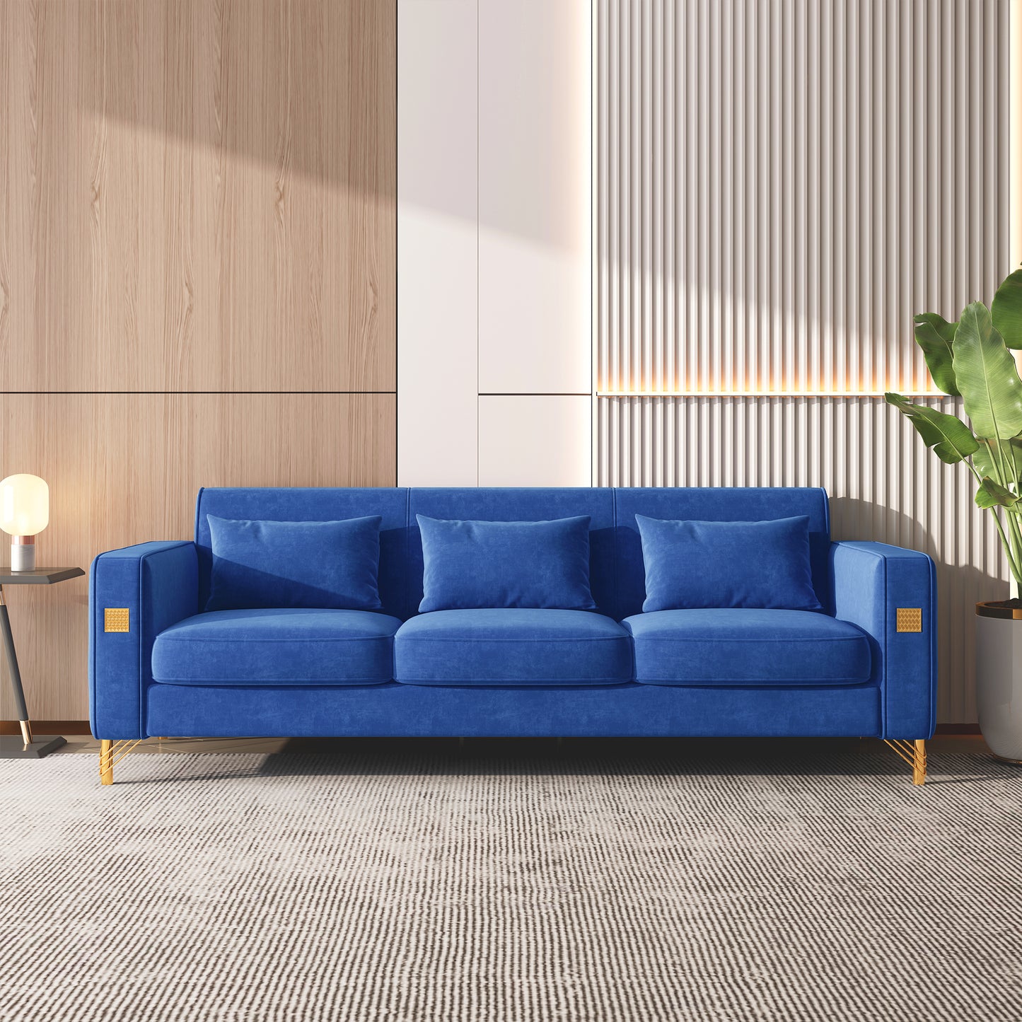 8043 Velvet Loveseat/Sofa with Gold Metal Legs