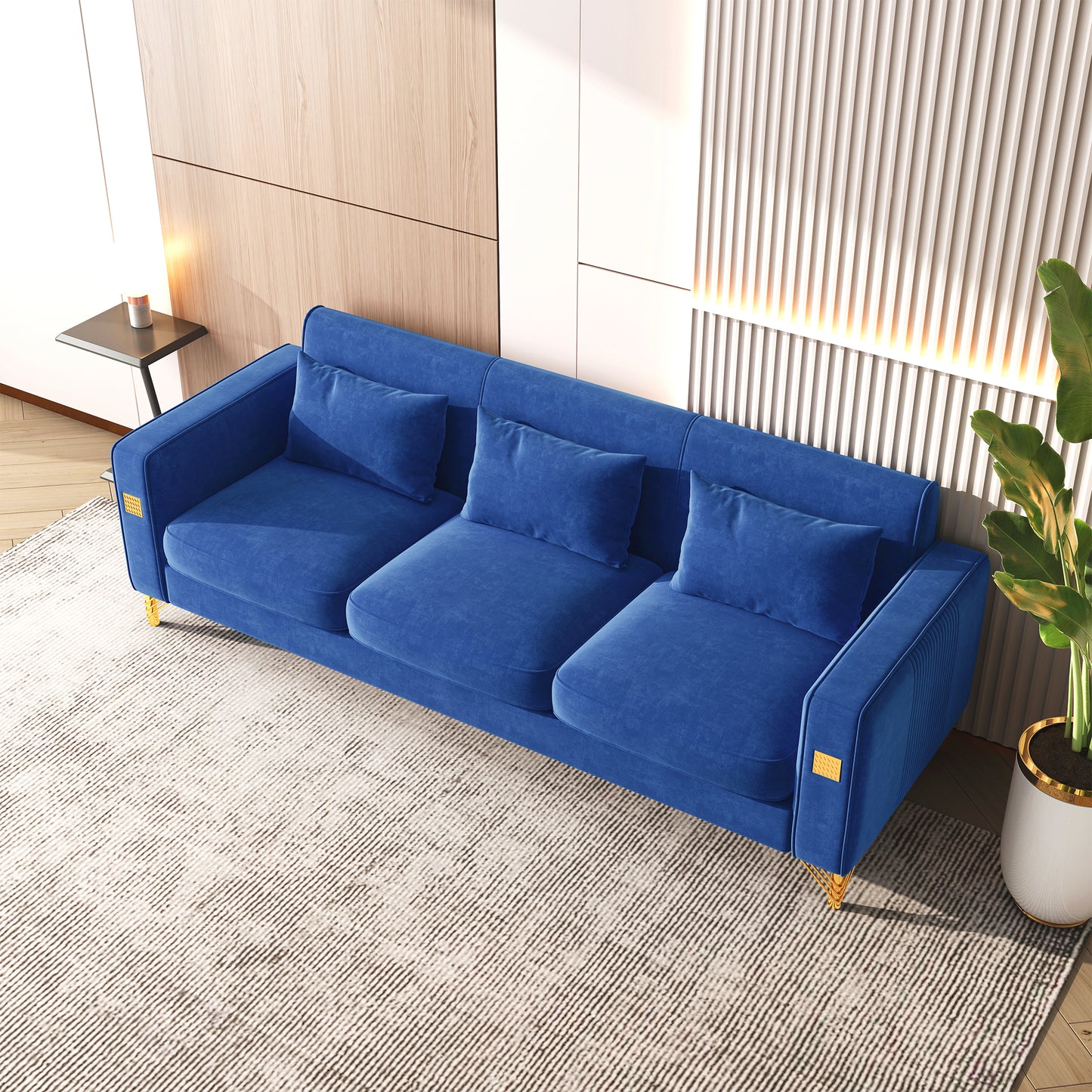 8043 Velvet Loveseat/Sofa with Gold Metal Legs