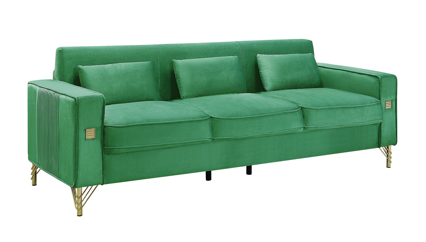 8043 Velvet Loveseat/Sofa with Gold Metal Legs