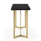 ST020 Black Rectangular Top Console Table with Brushed Gold Base