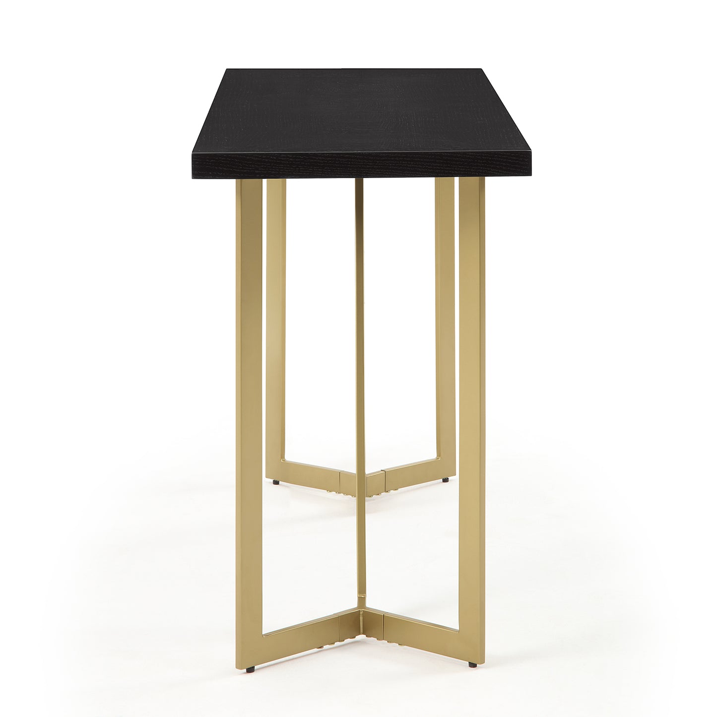 ST020 Black Rectangular Top Console Table with Brushed Gold Base