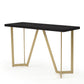 ST020 Black Rectangular Top Console Table with Brushed Gold Base