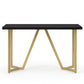 ST020 Black Rectangular Top Console Table with Brushed Gold Base