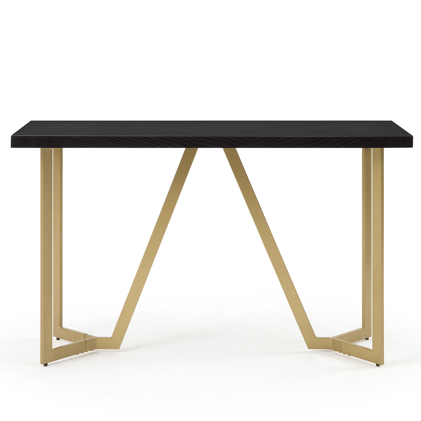 ST020 Black Rectangular Top Console Table with Brushed Gold Base