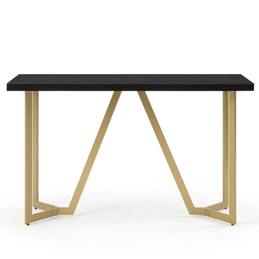 ST020 Black Rectangular Top Console Table with Brushed Gold Base