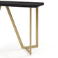 ST020 Black Rectangular Top Console Table with Brushed Gold Base