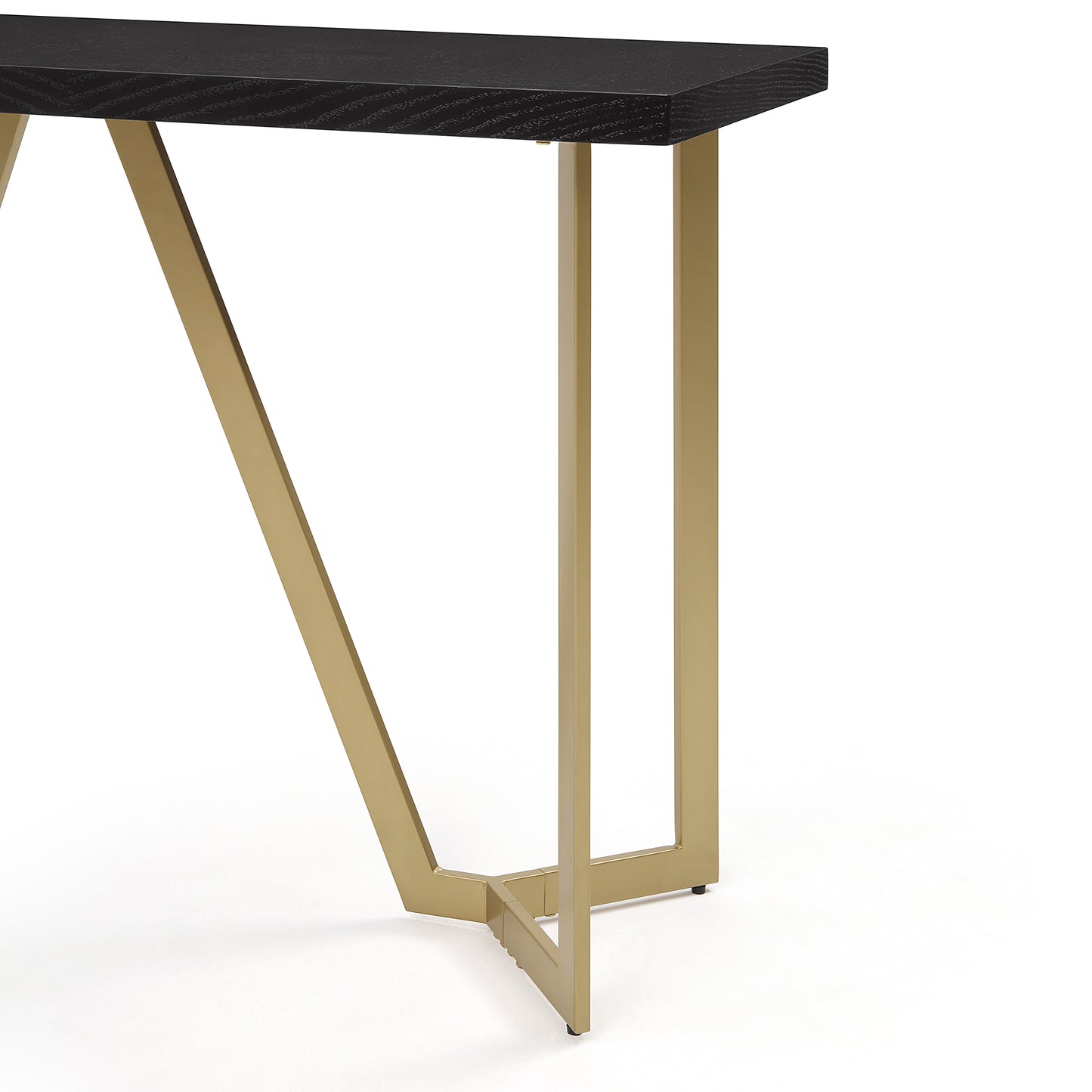 ST020 Black Rectangular Top Console Table with Brushed Gold Base