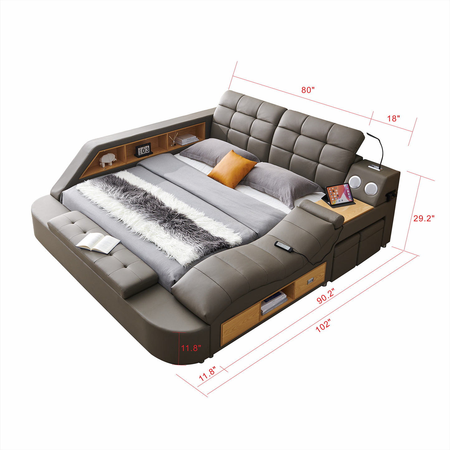 9012 Eastern King/Queen Leather Bed with Storage