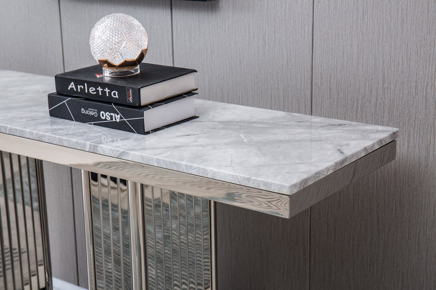 ST311 Marble Console Table with Gold or Silver Finish