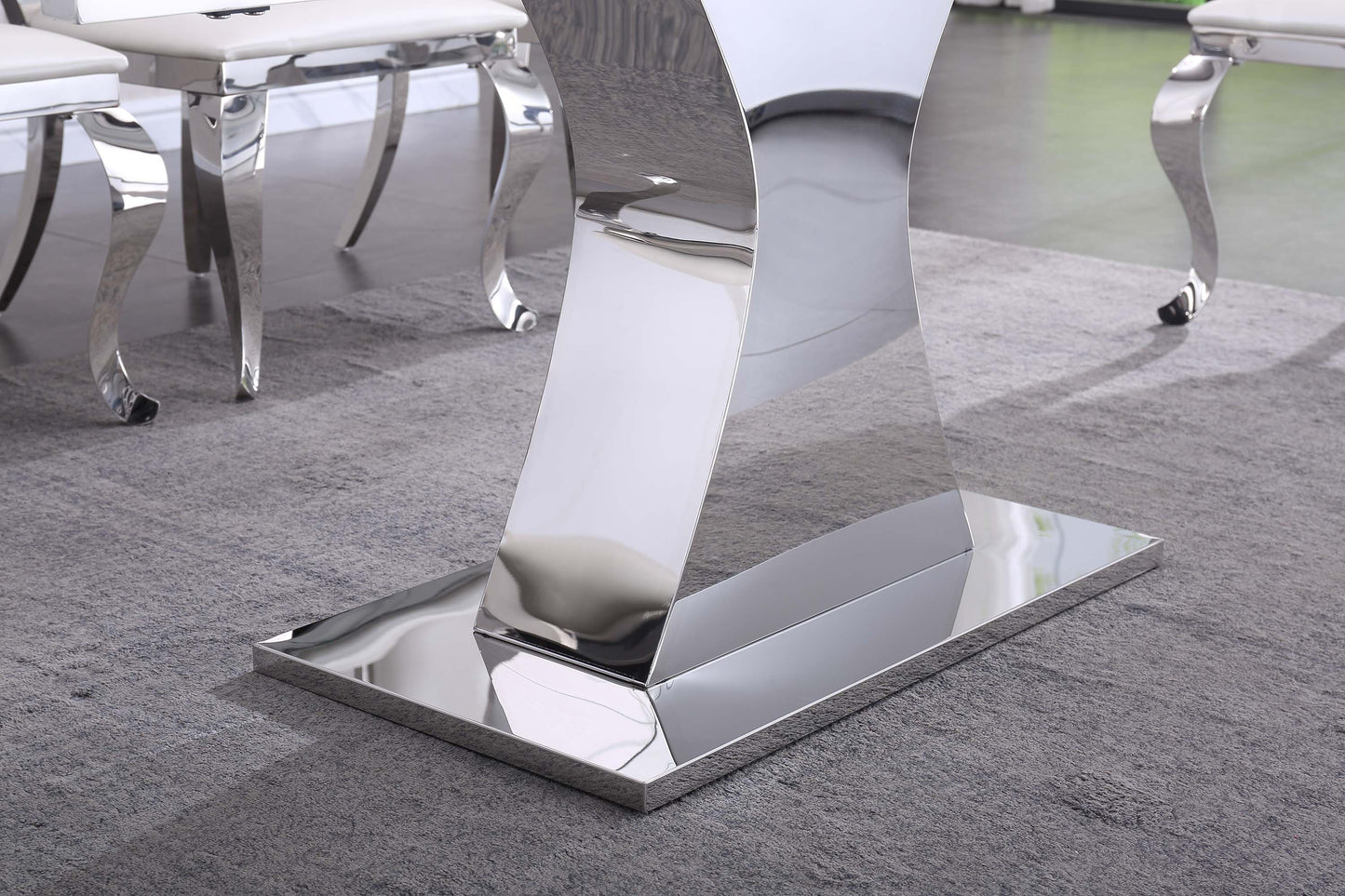 RDT206 Extendable Dining Table with 12mm Tempered Glass Top, Stainless Steel Base