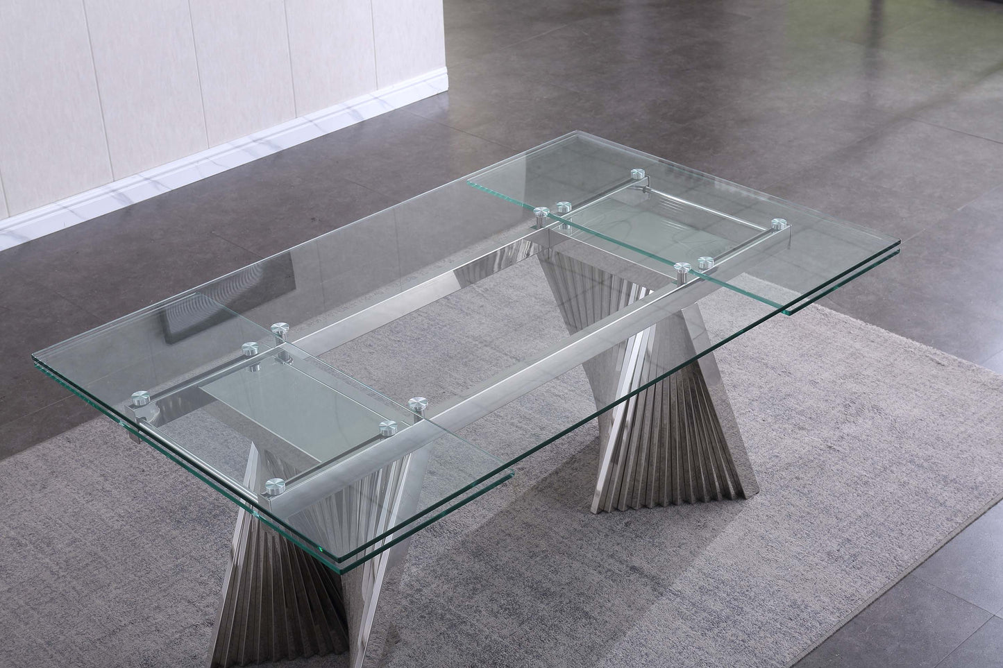 RDT207 Extendable Dining Table with Marble Tempered Glass Top