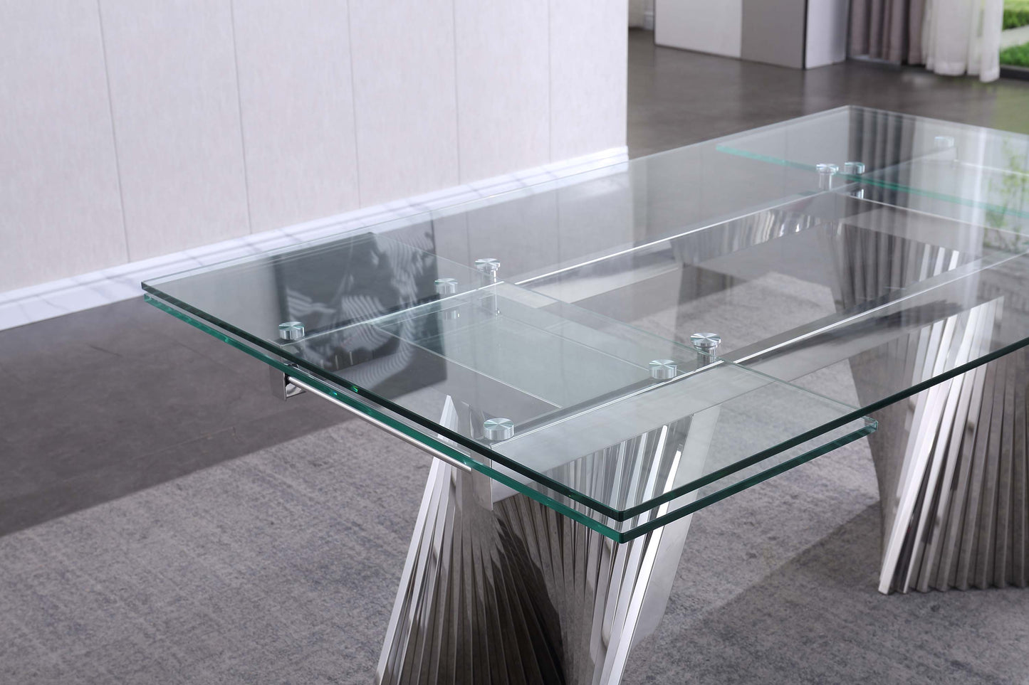 RDT207 Extendable Dining Table with Marble Tempered Glass Top