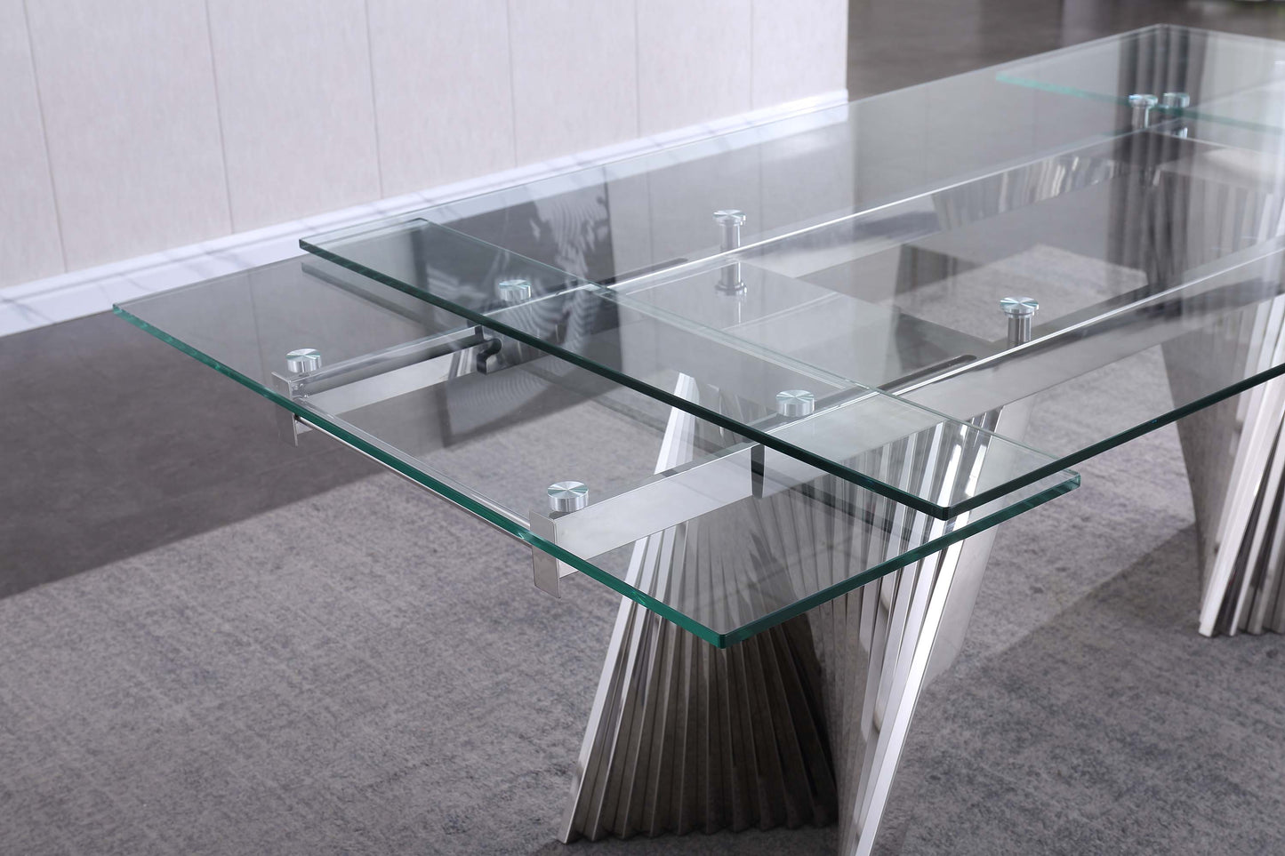 RDT207 Extendable Dining Table with Marble Tempered Glass Top