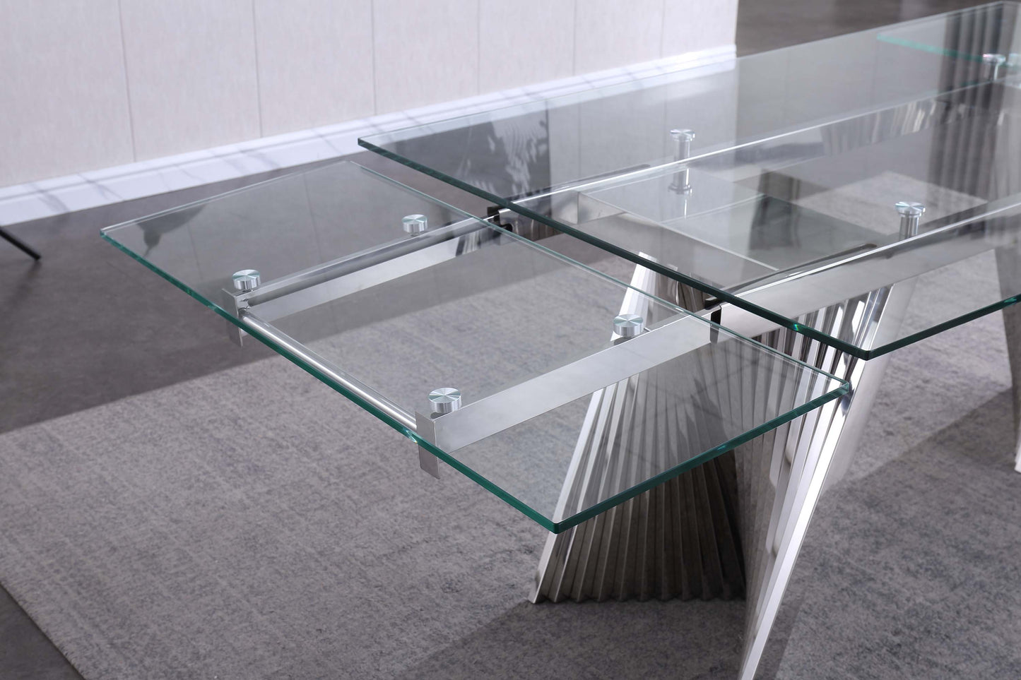 RDT207 Extendable Dining Table with Marble Tempered Glass Top