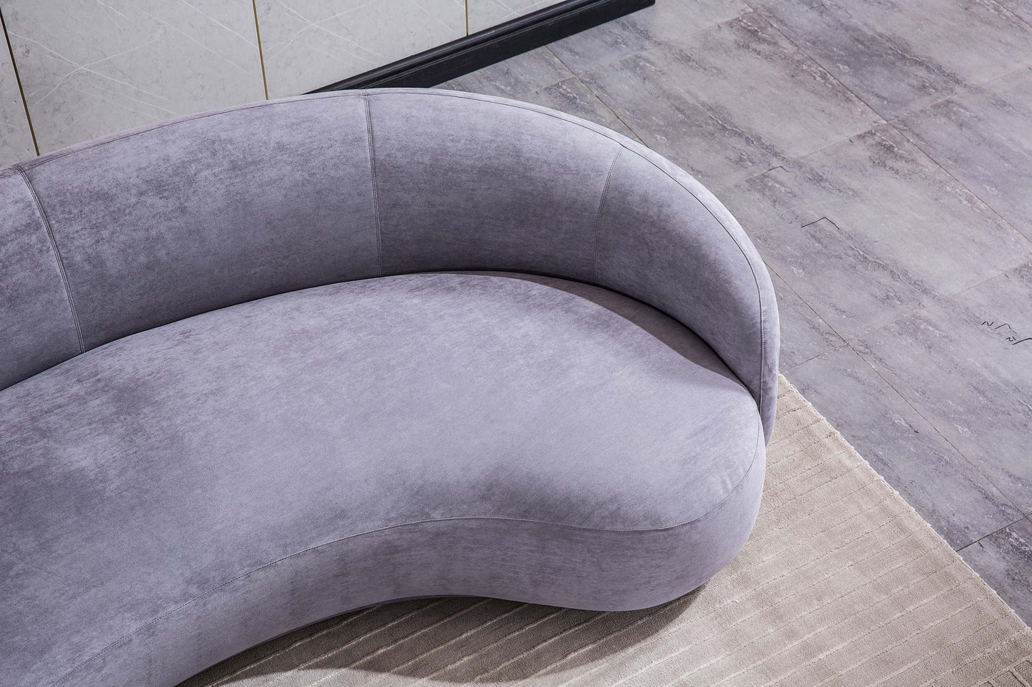 S605 Modern Curved Sofa with Grey Fabric