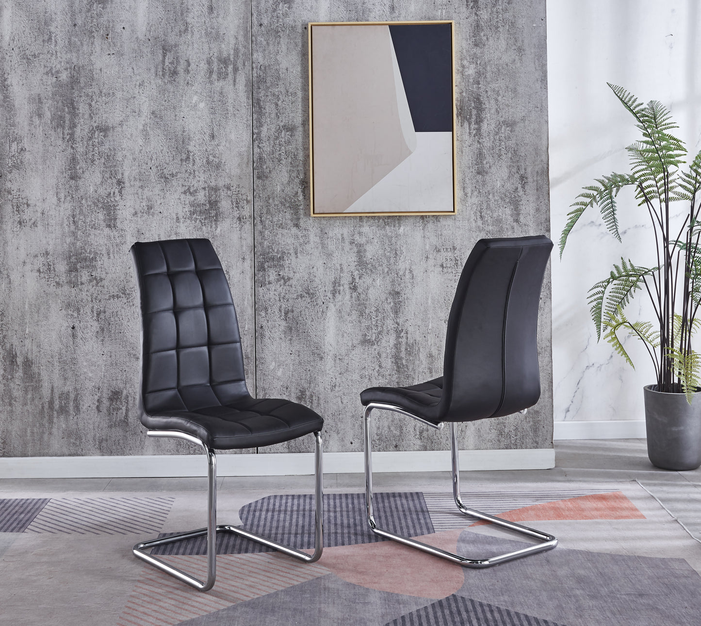 721 Modern Leatherette Dining Chair Set of 6 with Silver Metal Legs