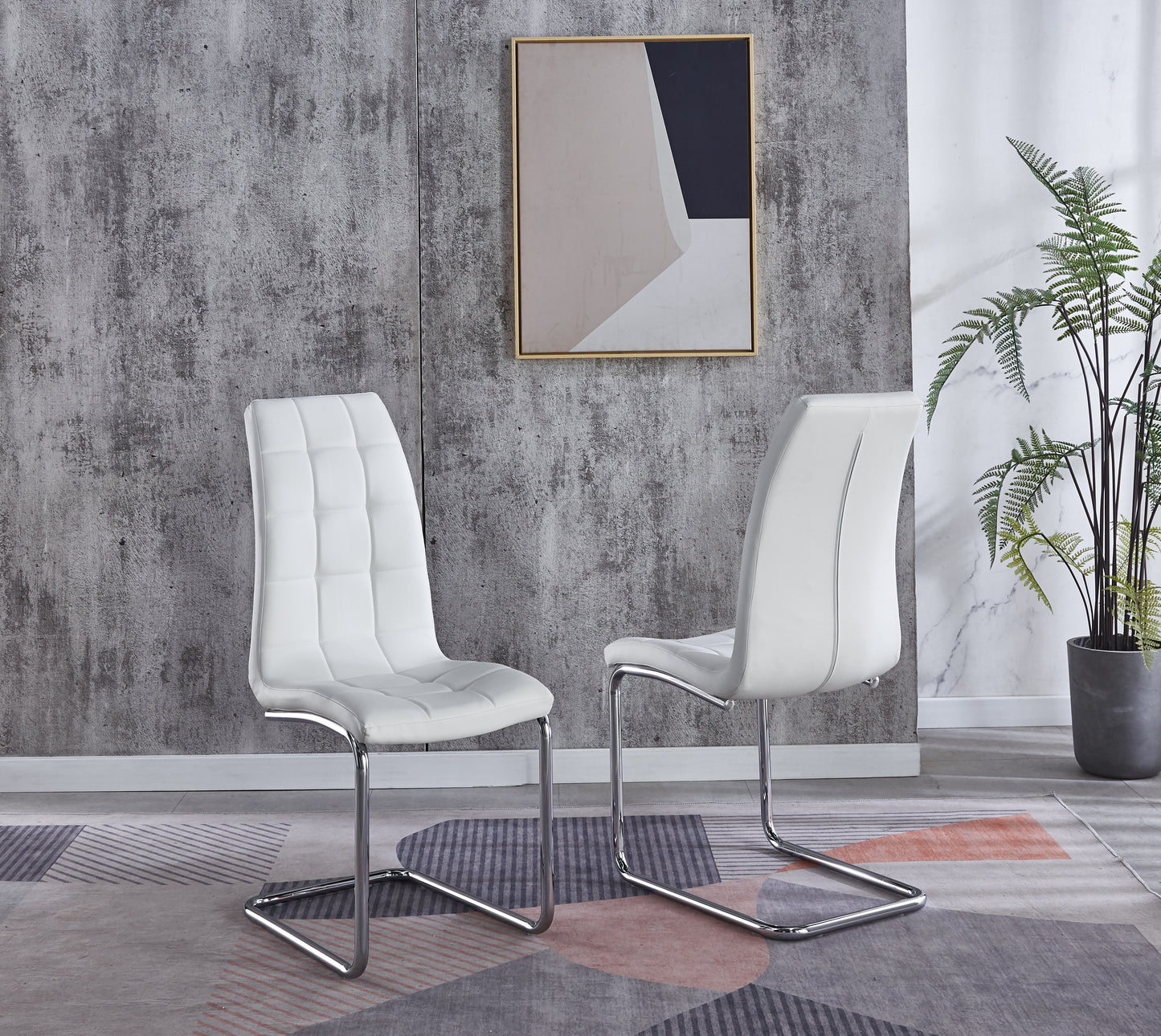 721 Modern Leatherette Dining Chair Set of 6 with Silver Metal Legs