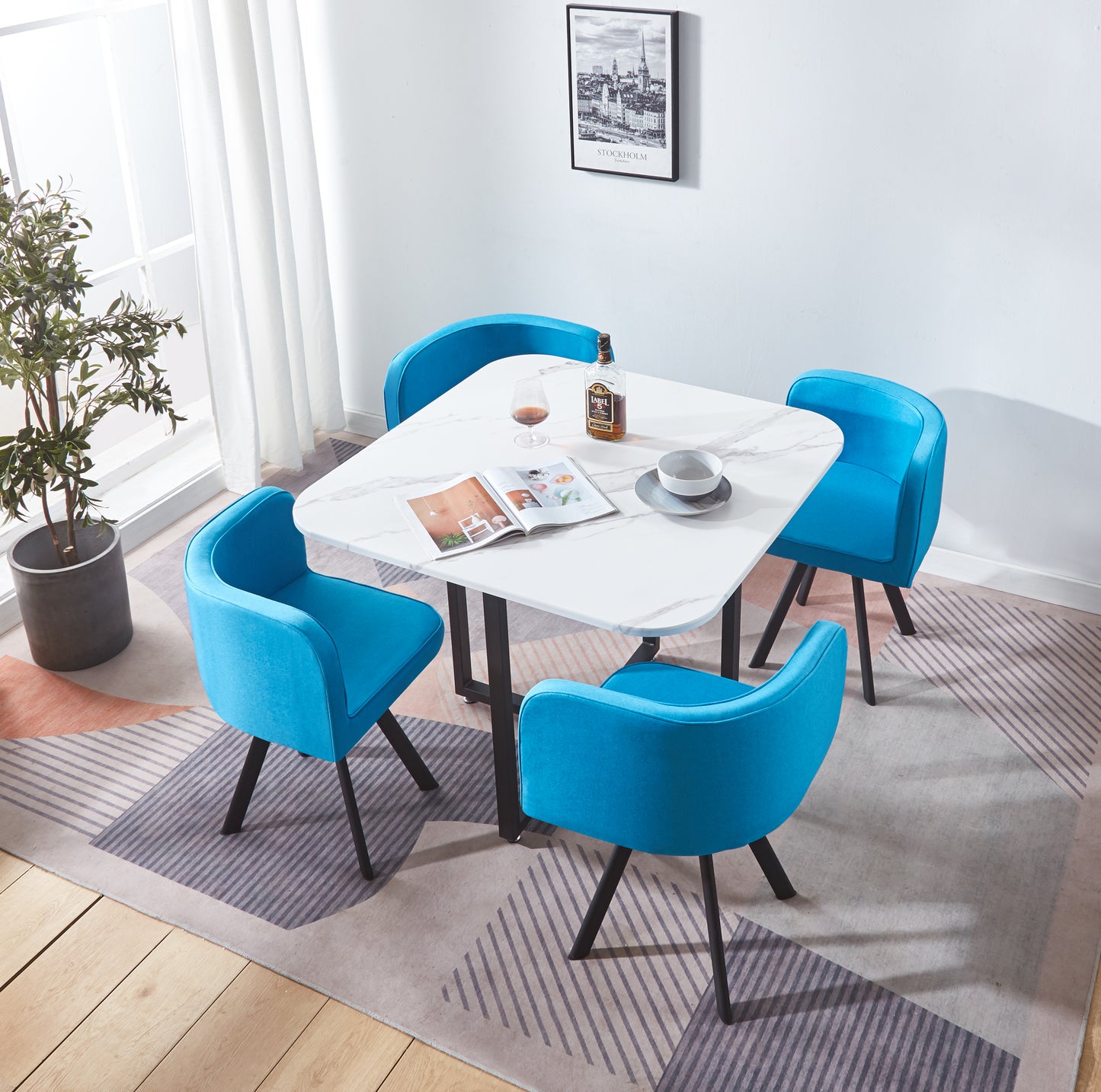 801 Modern Dining Table with 4 Chairs