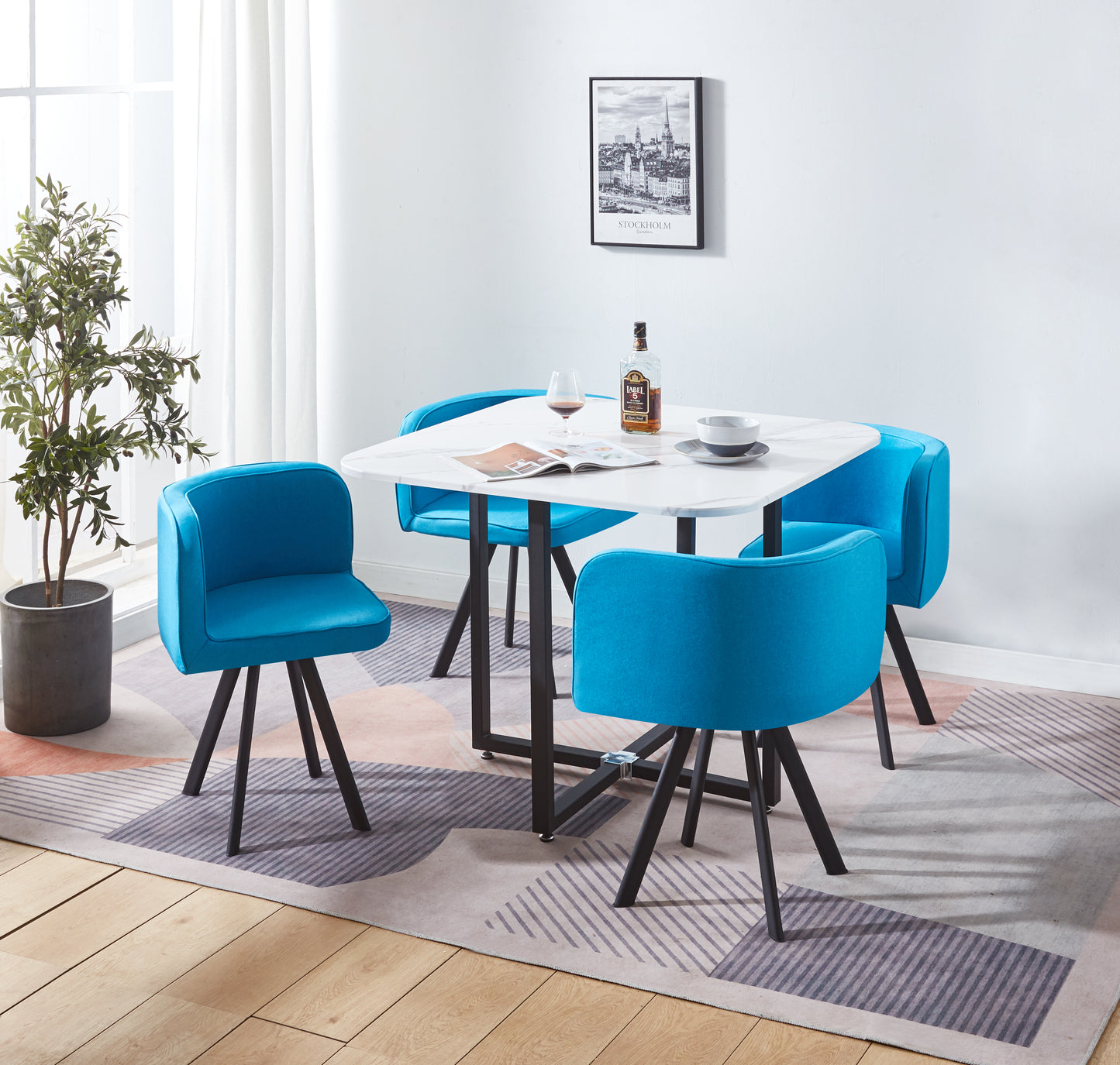 801 Modern Dining Table with 4 Chairs