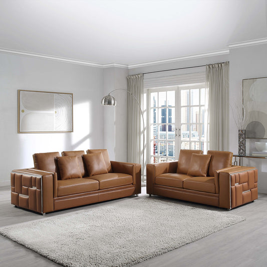 8047 Luxurious Top Grain Leather Sofa and Loveseat Set