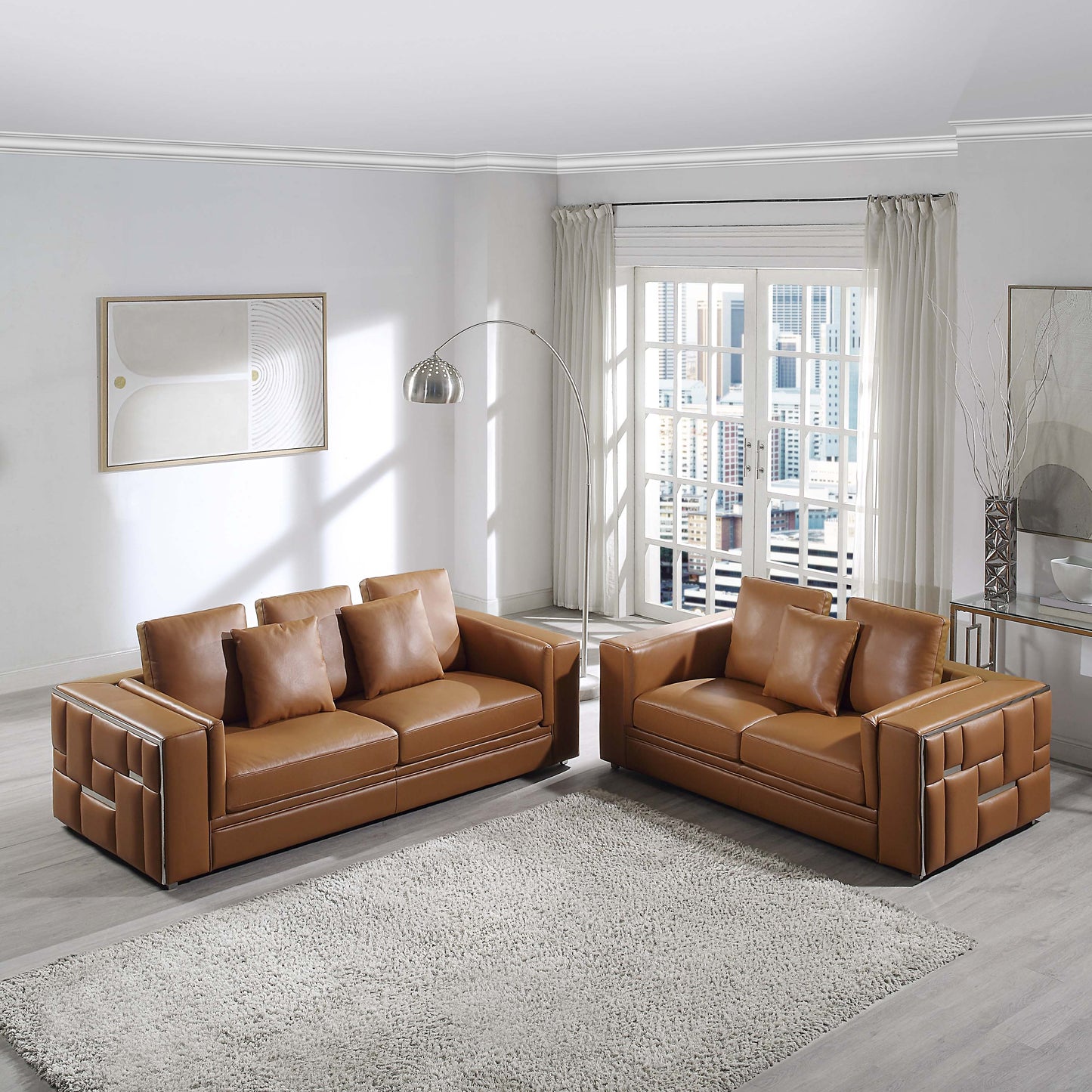 8047 Luxurious Top Grain Leather Sofa and Loveseat Set