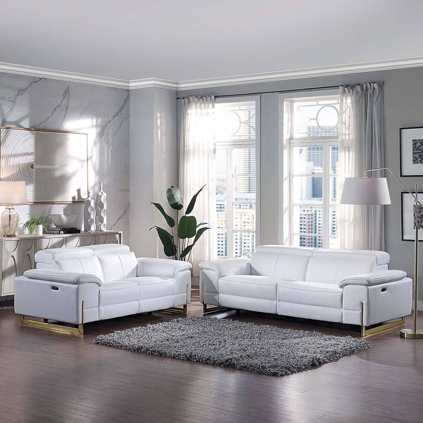 8048 Luxury Reclining Genuine Leather Loveseat/Sofa