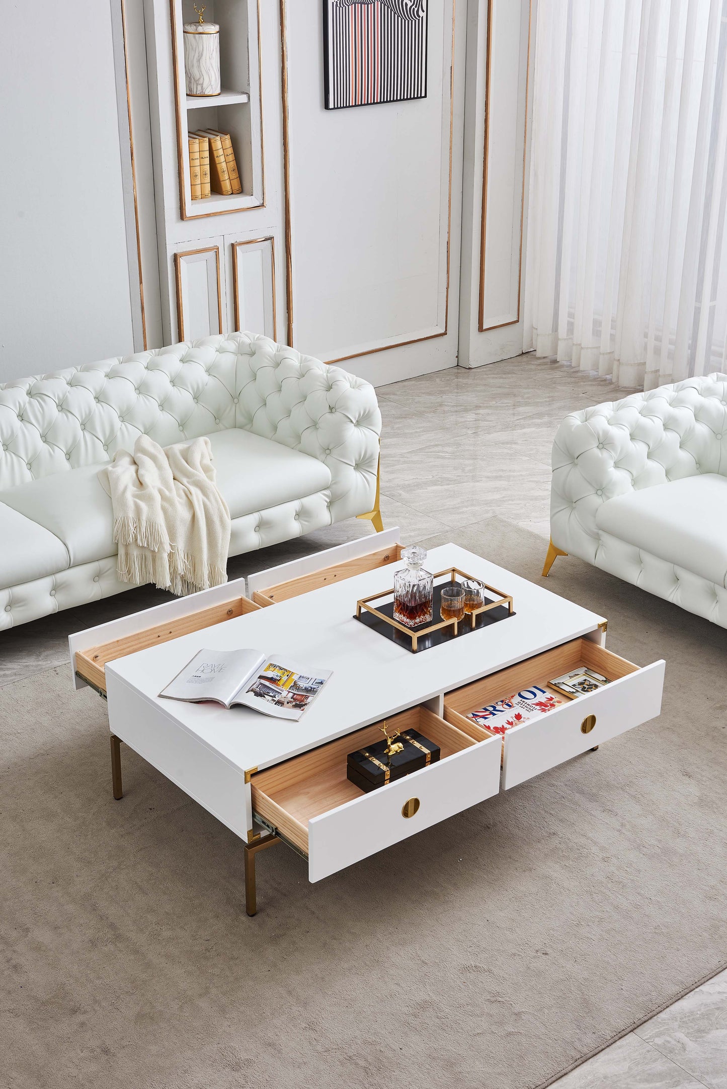 CT001 Elegant White Coffee Table