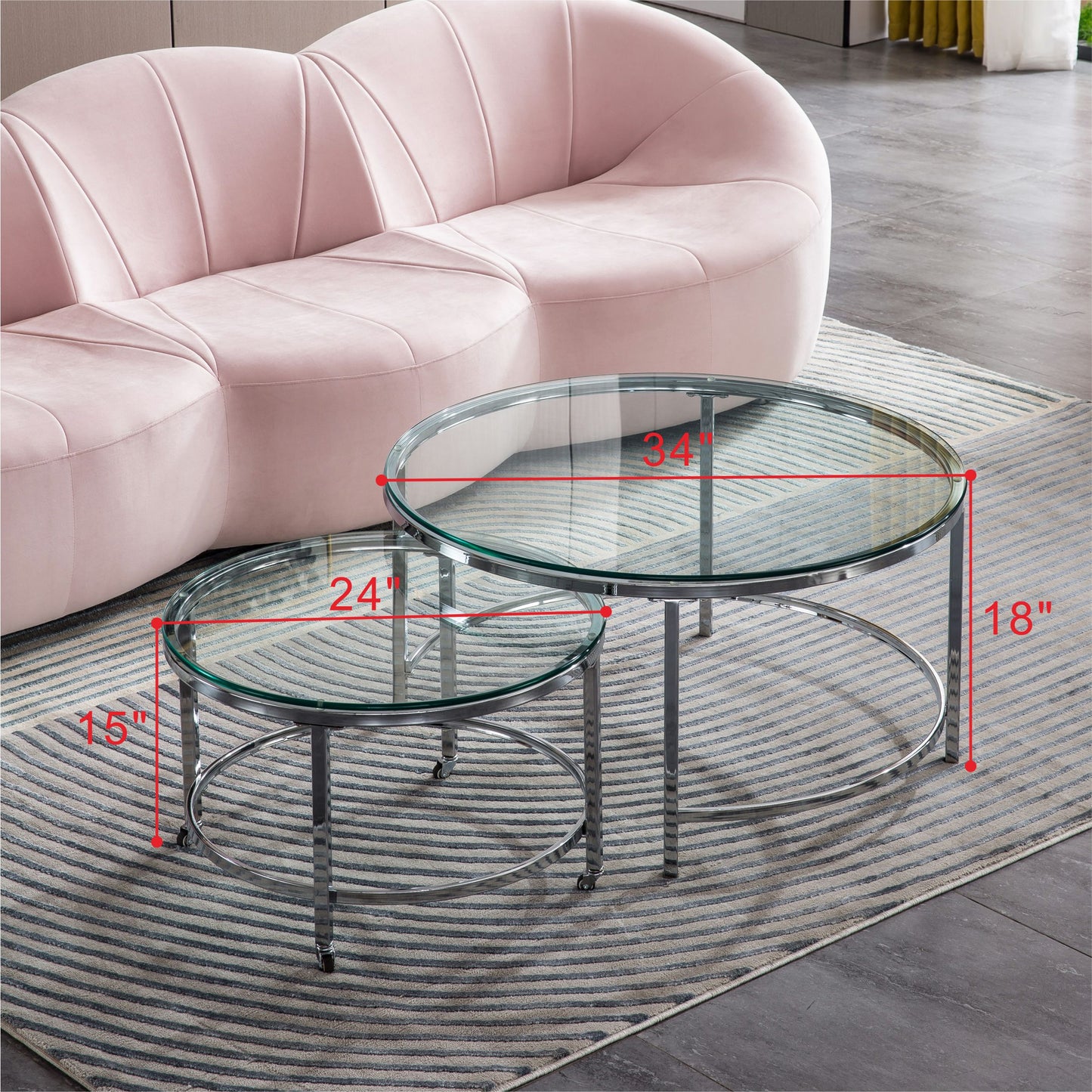 CT1026S Modern 2-Piece Coffee Table Set