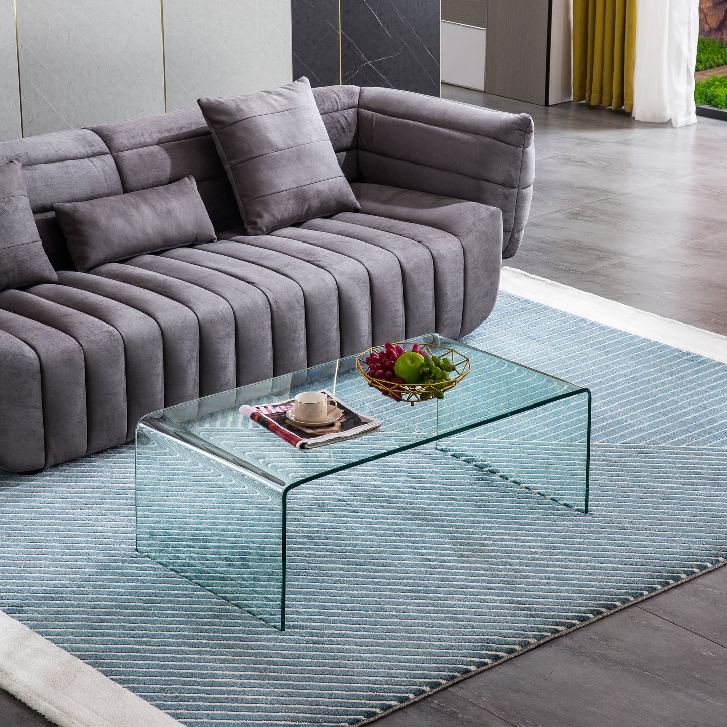 CT1027 Modern Clear Tempered Glass Coffee Table